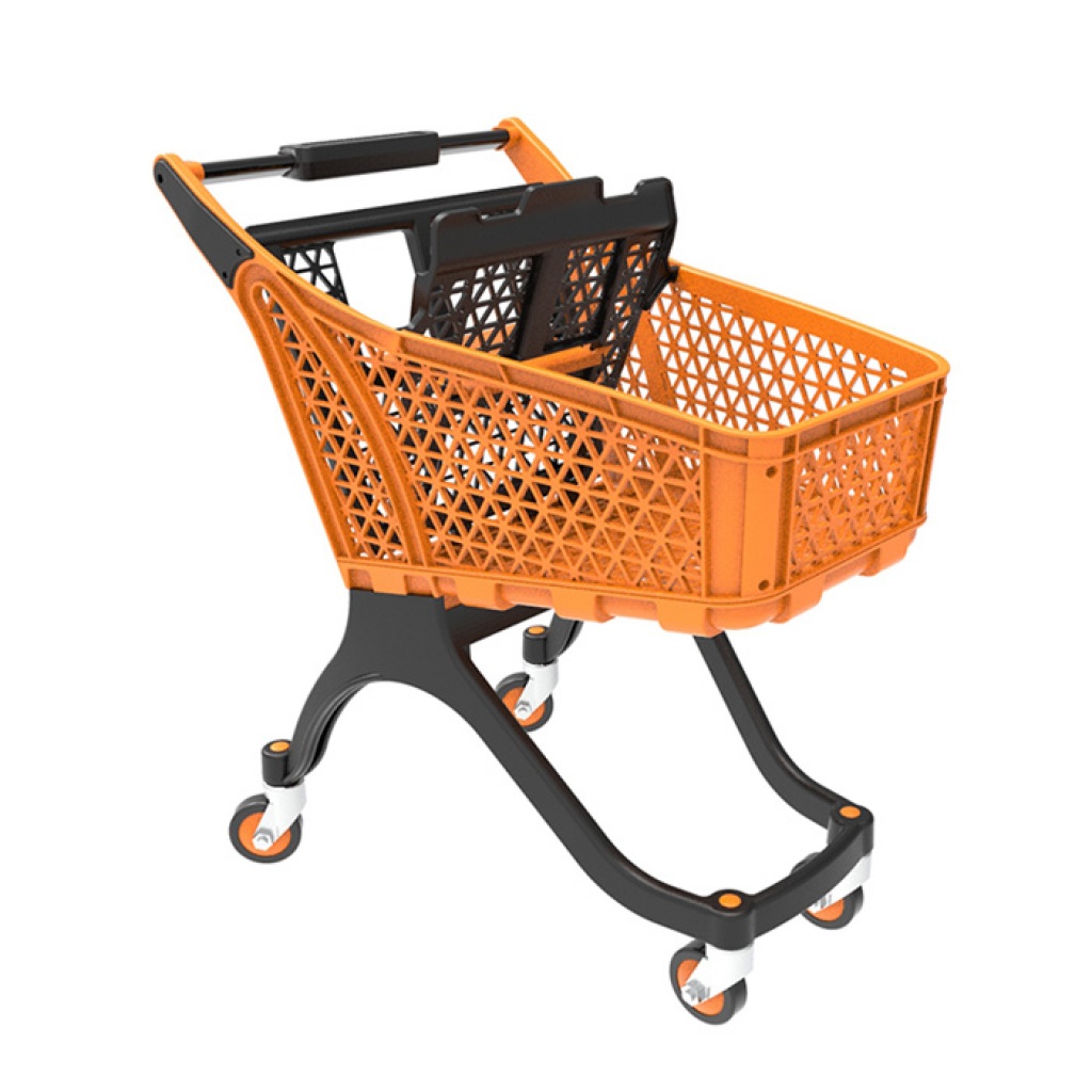 Plastic shopping trolley 100l. orange/black