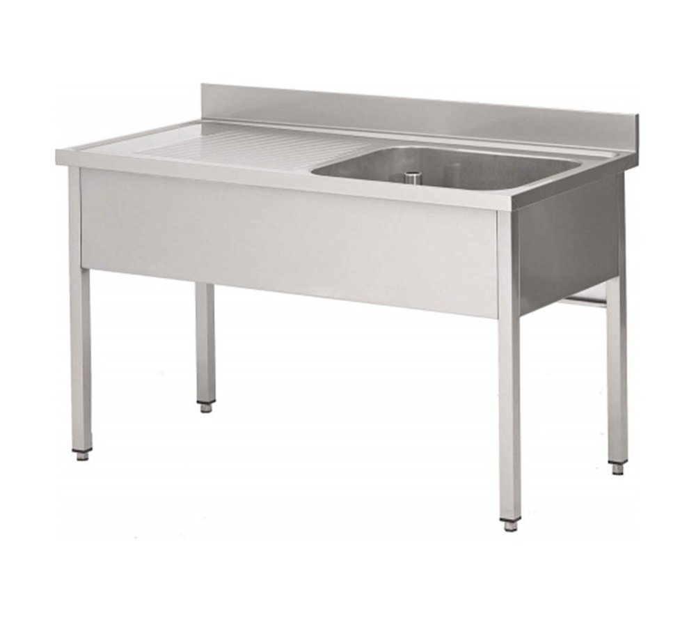 WORK TABLE WITH 1 SINK WITHOUT MAIN SHELF, 1500x600x850