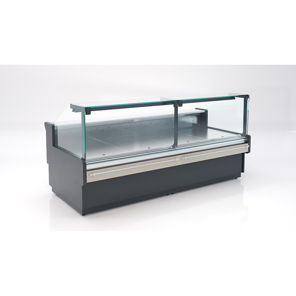 BARBUDA M PLATINIUM-SERVIERSCHRANK AUS FLACHGLAS / ANSCHLUSS / MIT LAGERUNG / SCHUTZSTOßSTANGE 1250 x 1000 x 1200 mm